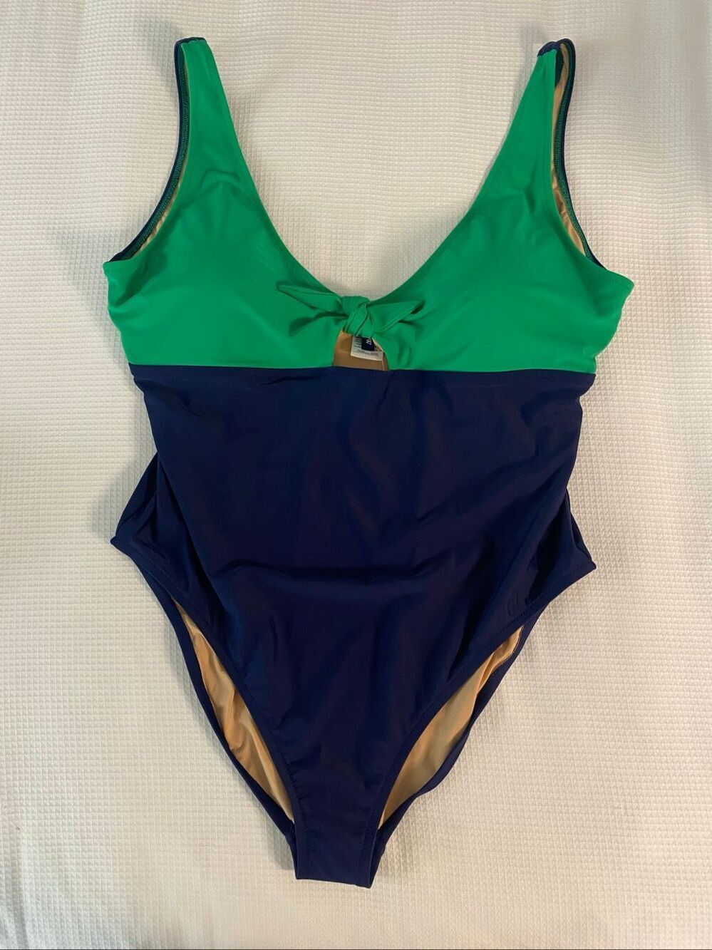 J. Crew Plus size 3X NWT one piece swimsuit blue green bow cutout